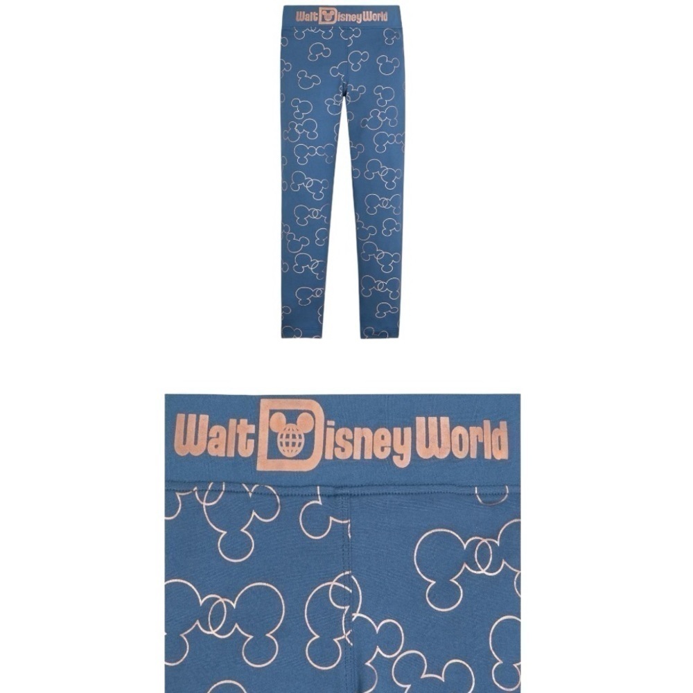 Disney Parks Girls Leggings 50th Anniversary Mickey Mouse Size Large Blue Gold
